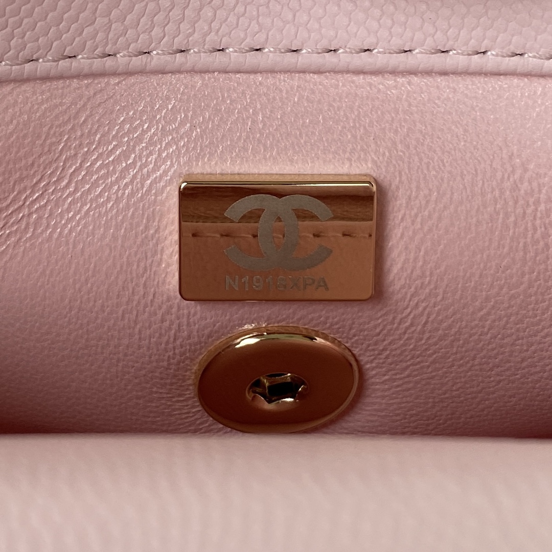 Coco Handle Mini Grained Calfskin Handbag With Top Handle AS2215 Pink